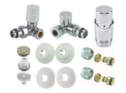 Luxe thermostatische radiator aansluitset haaks verkeerd links