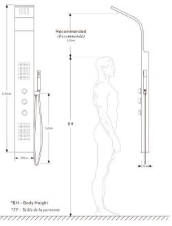 RVS Douchepaneel | Douchekolom Erie met thermostaatkraan