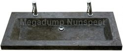 wastafel hardsteen trend stone 100 cm met 2 kraangaten