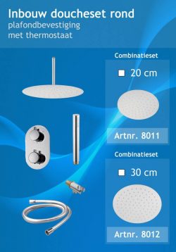 Inbouw Doucheset Rond met Plafondsteun