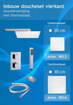 Inbouw Doucheset Vierkant met Muursteun