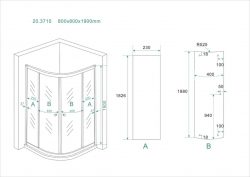 Eco 1/4 ronde douchecabine 5mm 800x800x1900 helder glas