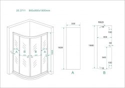Eco 1/4 ronde douchecabine 5mm 900x900x1900 helder glas