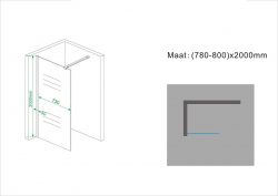 Inloopdouche met muurprofiel  800x2000 10mm NANO rookglas