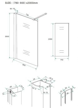 Inloopdouche met muurprofiel  800x2000 10mm NANO rookglas