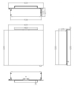 Luxe spiegelkast + Led verlichting 60x60x14cm