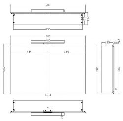 Luxe spiegelkast +Led verlichting 90x60x14cm