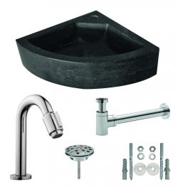 One Pack Hardstenen hoekfontein 30x30x10  compl.