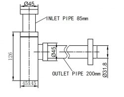Star Luxe Bekersifon Vierkant 11/4 chroom