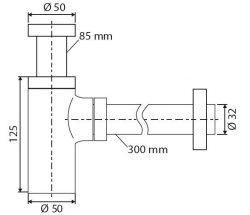 Star Luxe sifon 11/4+muurbuis+Rozet chroom