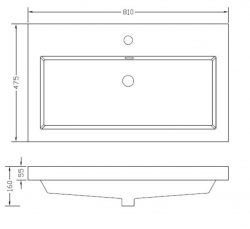 Vision losse kunstmarmer wastafel 80x47 wit