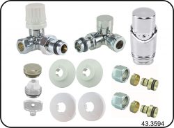 Luxe thermostatische radiator aansluitset haaks verkeerd rechts