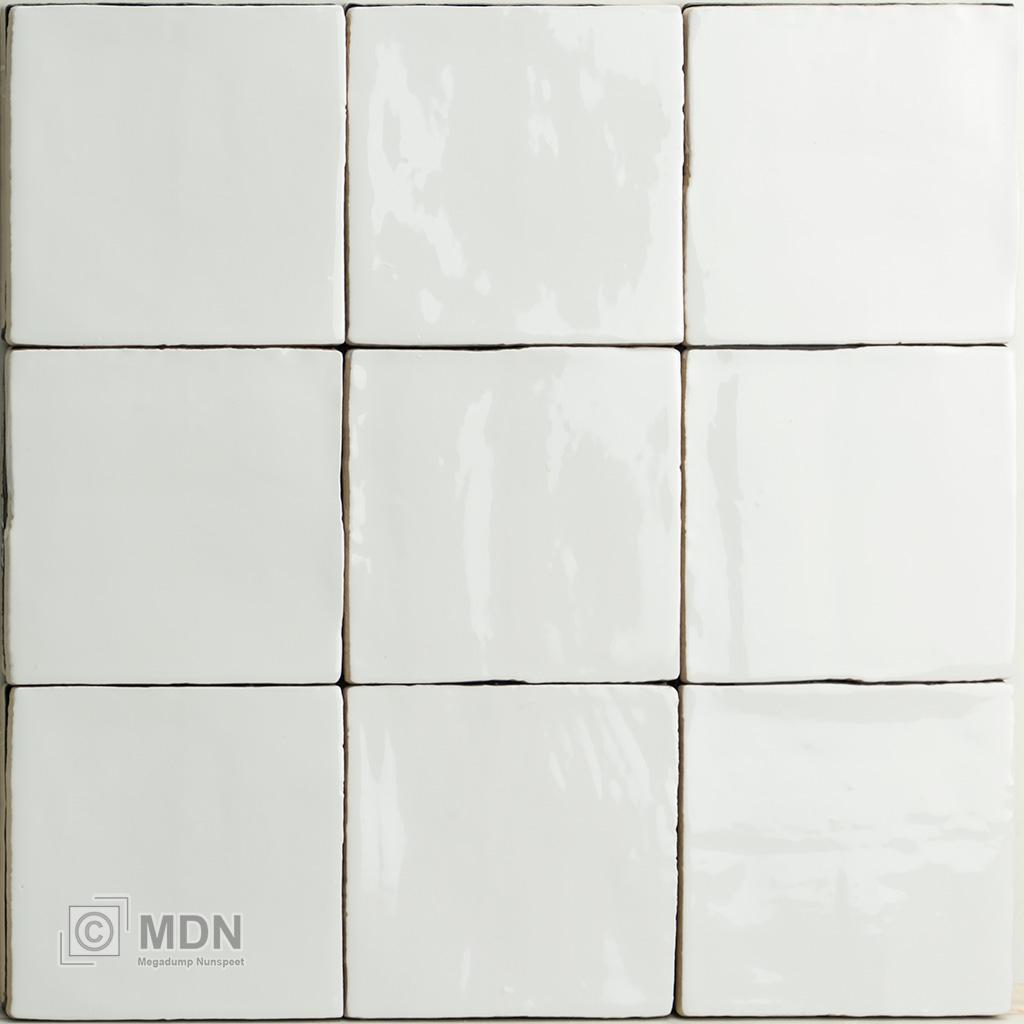 Handvorm tegels oud wit hoogglans 13x13 cm | Megadump