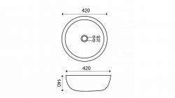 Hamerslag hardstenen opzet waskom rond 42cm