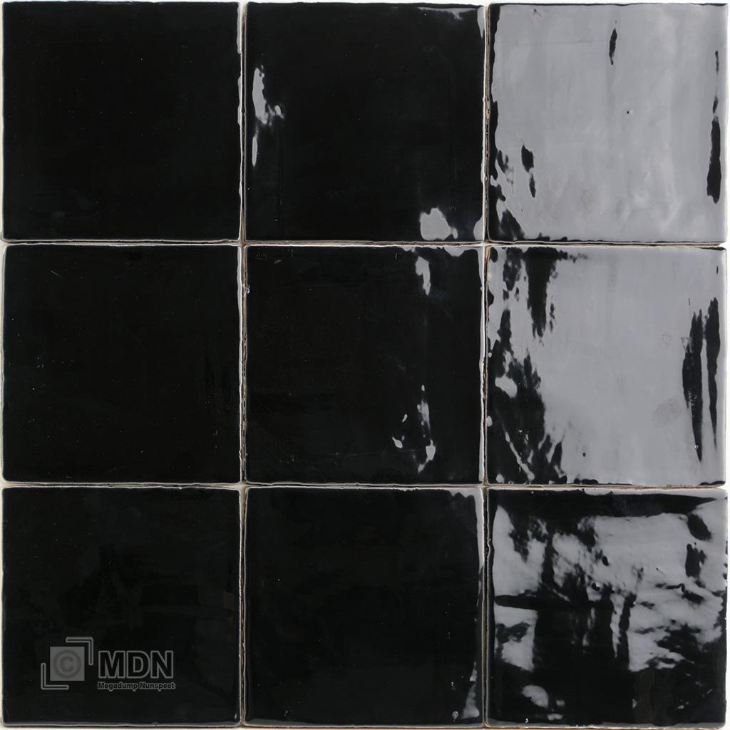 Polijsten winkel Oriëntatiepunt Handvorm tegels oud hollandse witjes zwart hoogglans 13x13 cm | Megadump