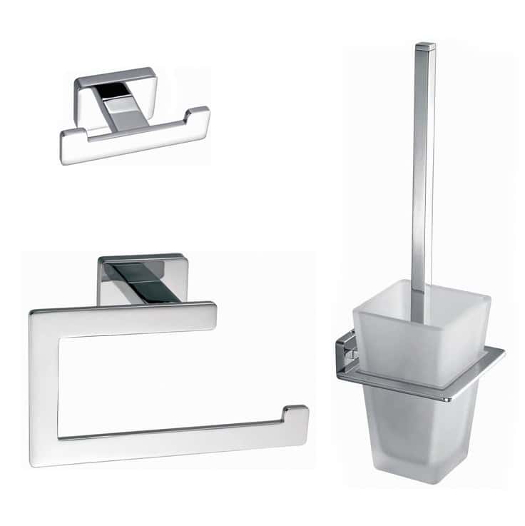 Grijpen Isolator spanning Toilet - badkamer accessoires vierkant chroom set 01 | Megadump
