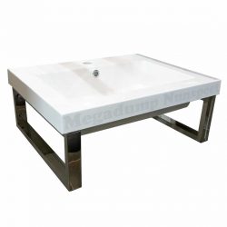 Mineraalmarmer Wastafel op RVS beugels