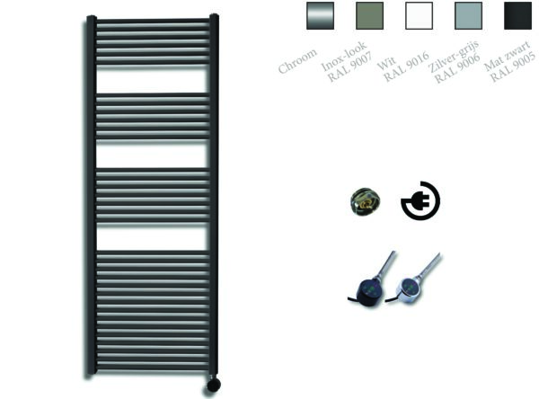 Sanicare electrische design radiator 172 x 60 cm mat zwart met thermostaat