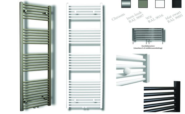 Sanicare design radiator midden aansluiting recht 160 x 45 cm