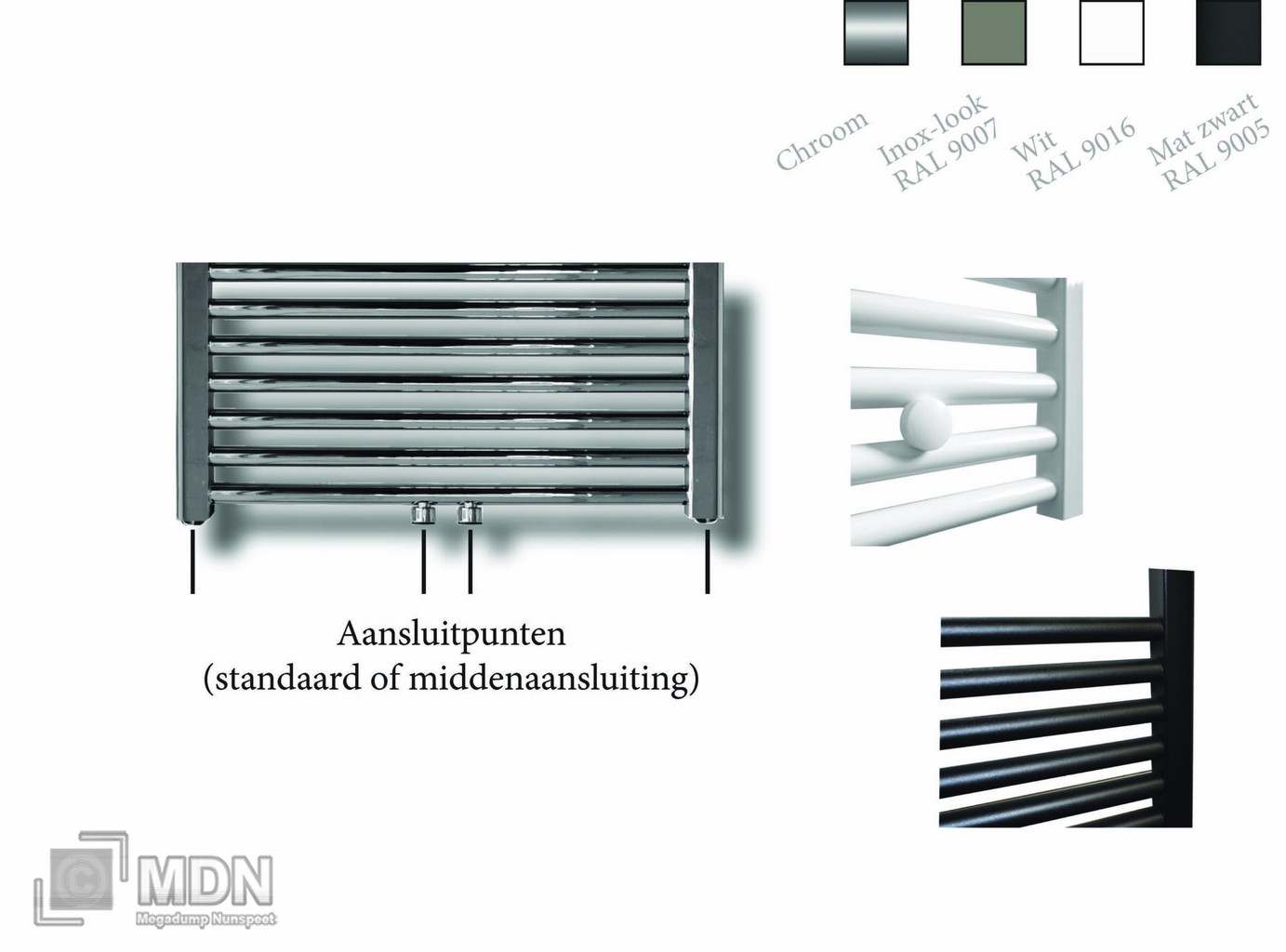 Sanicare design radiator midden aansluiting recht 160 x 45 cm. |
