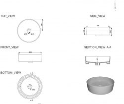 Saniflex black series opzetwastafel rond 400x145 zwart
