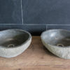 Set van 2 gelijkende natuursteen tweeling waskommen