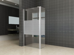 Douche zijwand+scharnierprofiel-links 350x2000 10mm NANO gedempt matglas