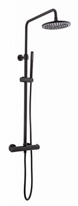 opbouw regendouche set rond mat zwart