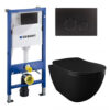 Geberit inbouwreservoir met mat zwart Rimfree wandcloset complete set