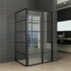 Mat zwarte douchecabine met draaideur links