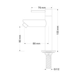 Toiletkraan rond mat zwart maat