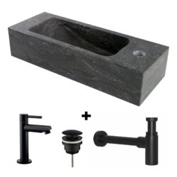 Fontein hardsteen Saniflex Slim rechts Black edition rechts uitgevoerd