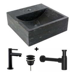 Hardsteen fontein Saniflex Square Black edition