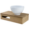 Fonteinset houten planchet met mat wit Solid surface opzet waskom 20cm rechts