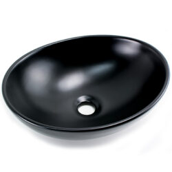 Mat zwarte waskom ovaal keramiek