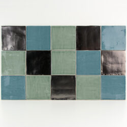 Platinum Metallic groen en blauw mix handvorm tegels 13x13