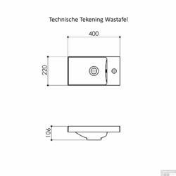 Fonteintje met mat zwart aluminium frame in mat wit of glans wit
