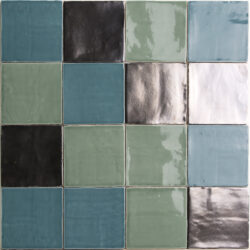Platinum Metallic groen en blauw mix handvorm tegels 13x13
