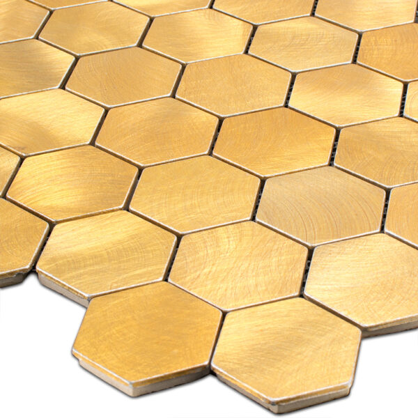 Geborsteld goud hexagon mozaiek