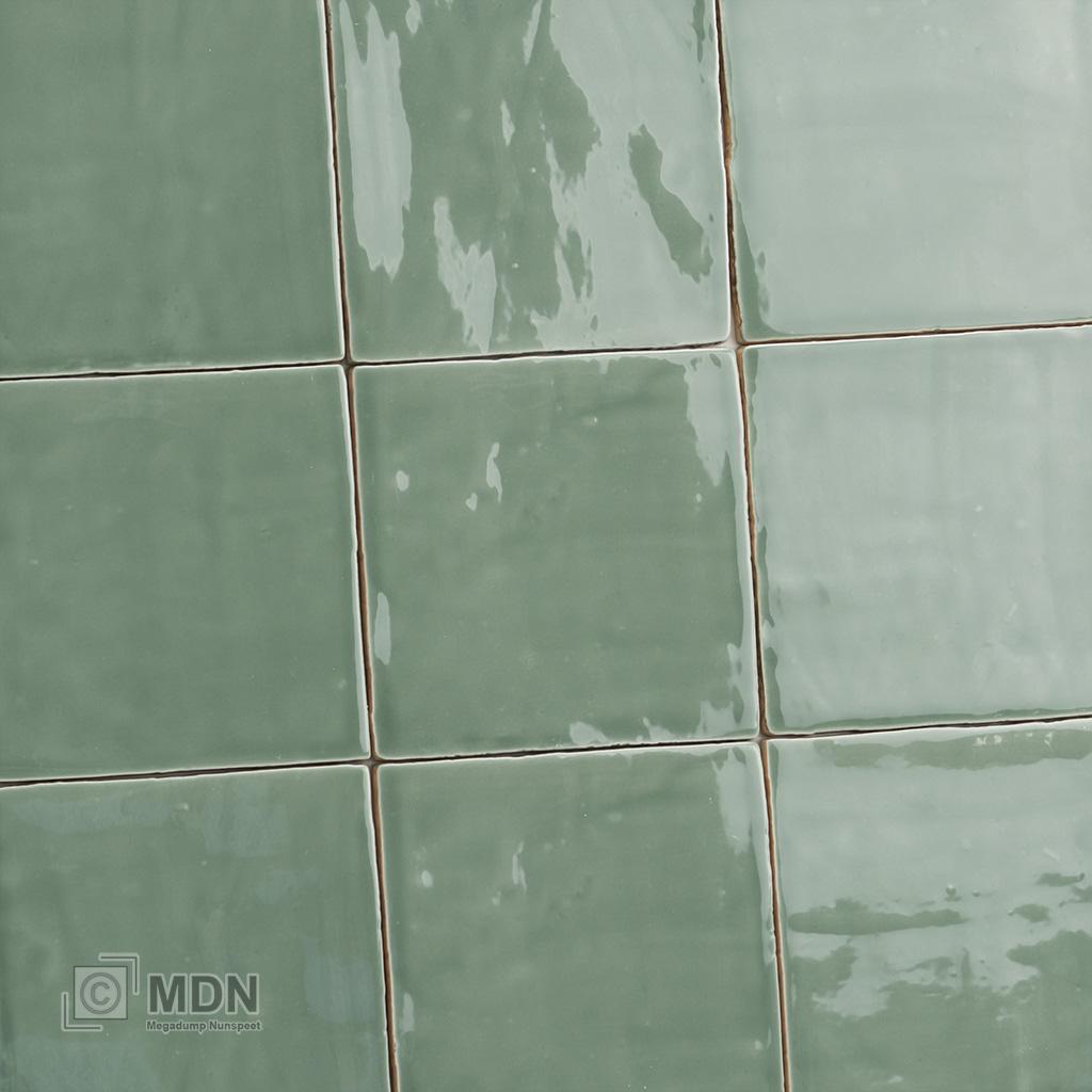 Inademen Binnenshuis pensioen Oud Makkum jade groene handvorm tegels 13x13 cm | Megadump