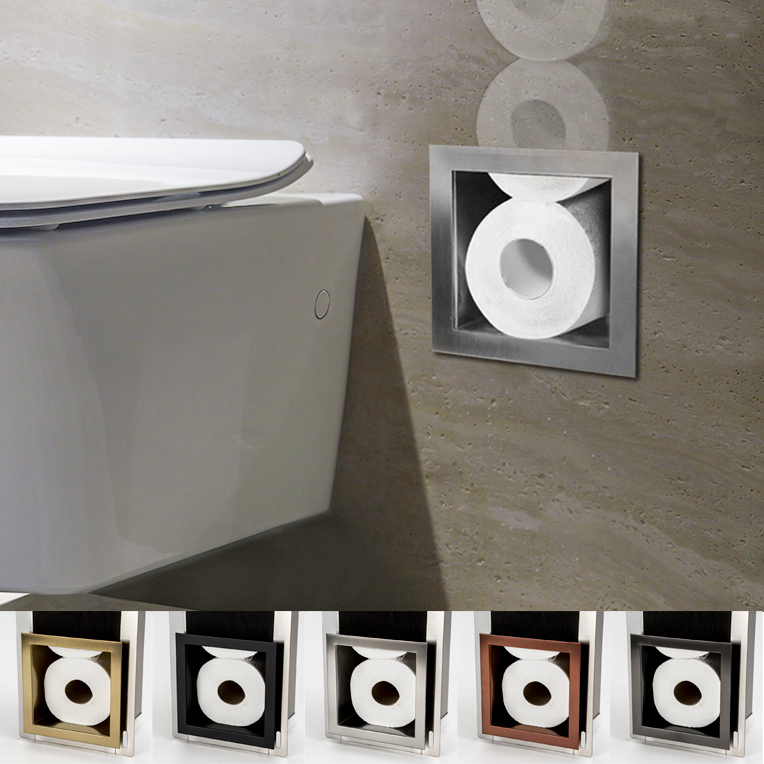 Toiletrolhouder voor 6 toilet rollen in de kleuren rvs mat zwart koper gunmetal goud dispencer