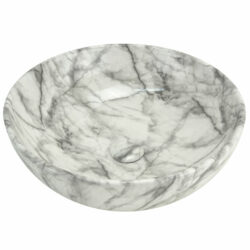 Waskom keramiek marmer structuur wit geaderd 41x41x18cm
