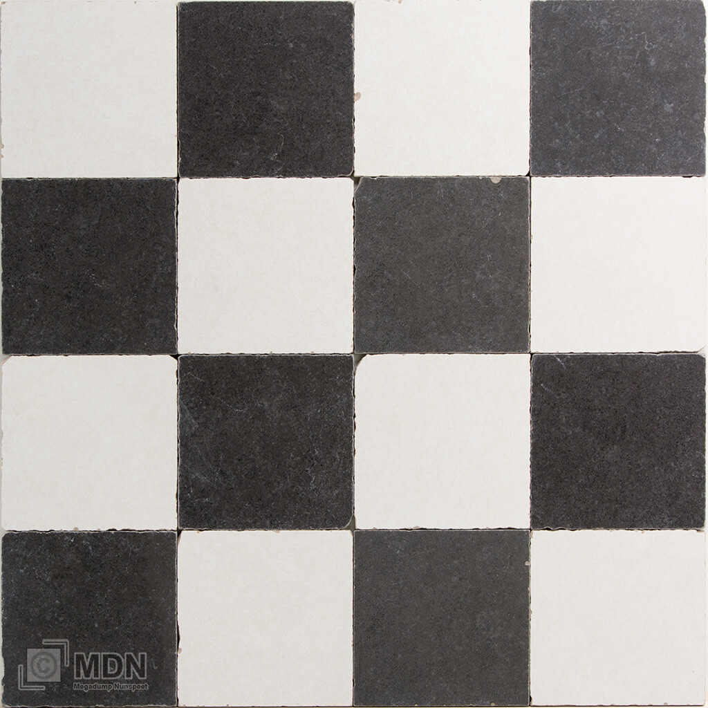 Fonkelnieuw Getrommelde vloertegels zwart wit geblokt dambord 15x15 | Megadump IL-46