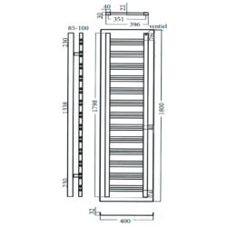 Badkamer radiator Square 1800x400 mm mat zwart