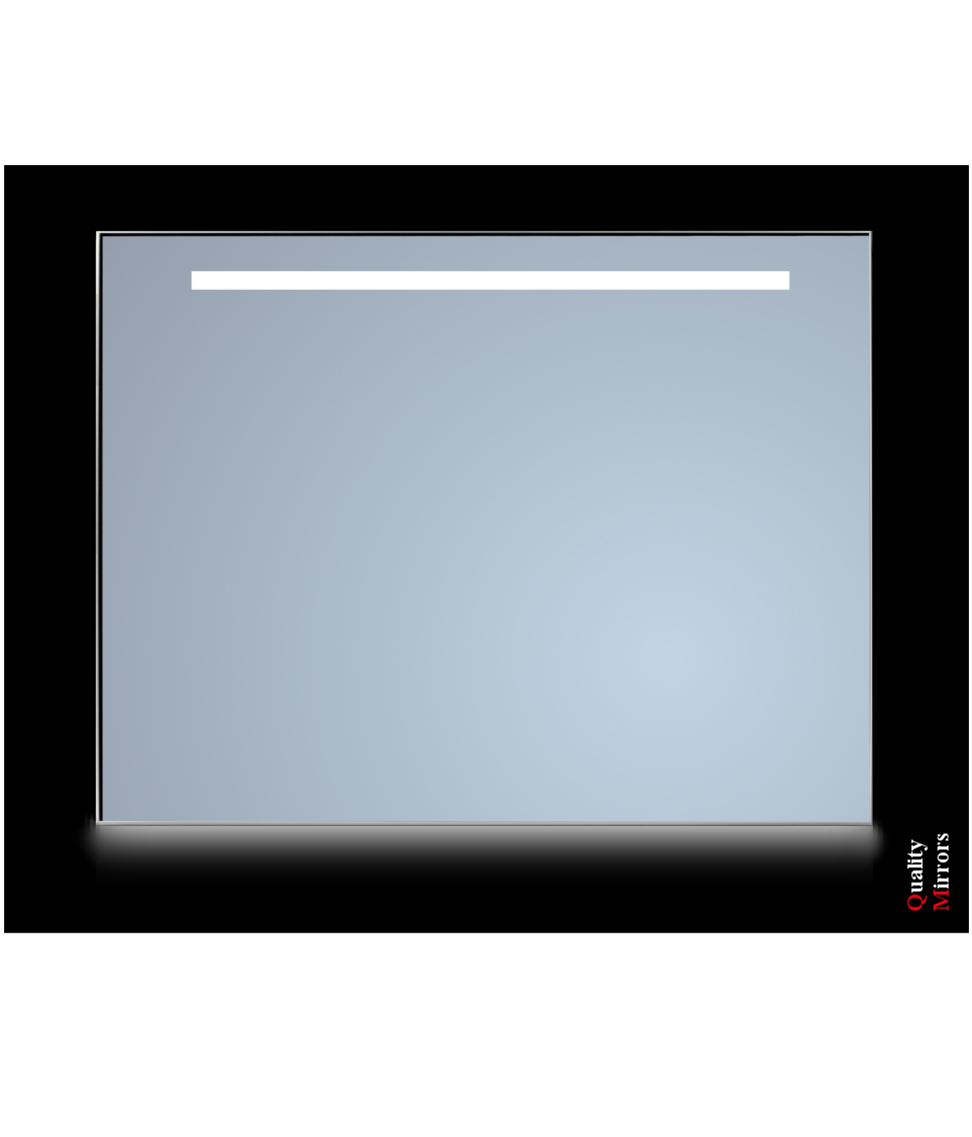 Spiegel met 1 x horizontale strook + Ambiance licht onder "Warm White" Leds 120 cm. omlijsting