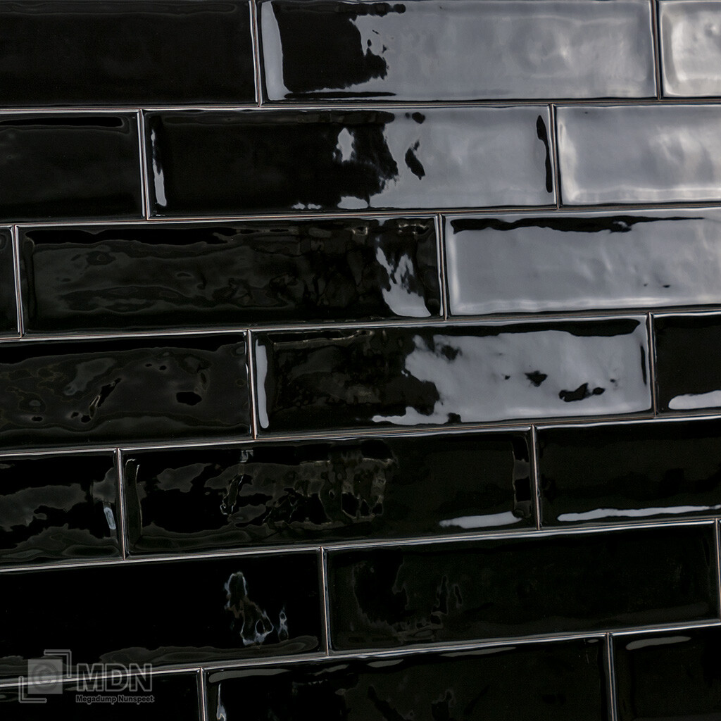 Soldaat Buitenshuis Verzakking Handvorm tegels 7,5 x 30 cm glans zwart | Megadump