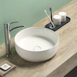 Gekleurde ronde waskom glans wit