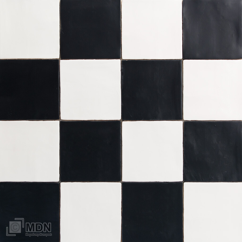 Hong Kong Viva calcium Handvormtegels 13x13 Mat wit en Mat zwart geblokt dambord | Megadump