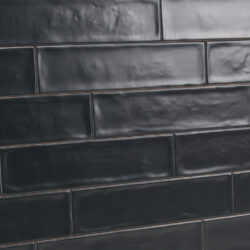 Langwerpige handvorm tegels 7,5 x 30 cm mat zwart