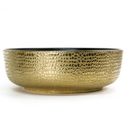 Waskom mat zwart met goud in krokodillen structuur 41x41x13 cm